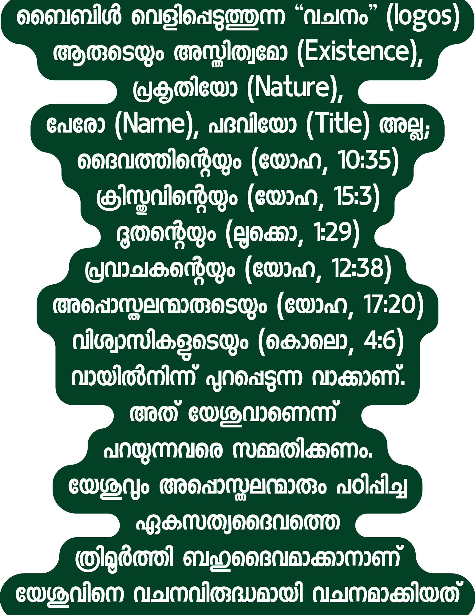 യേശു വചനമല്ല; വെളിച്ചമാണ്
